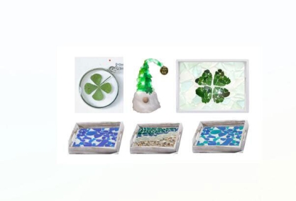 St patrick's day mosaic tray, shamrock pendant & leprechaun gnome craft workshop-paddy's loft