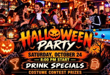 Halloween party at the cue & brew